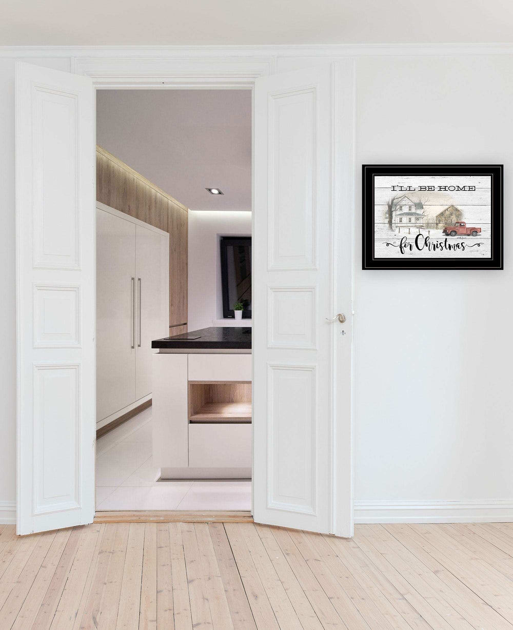 Ill be home for Christmas 3 Black Framed Print Wall Art - Homeroots - Flyclothing LLC