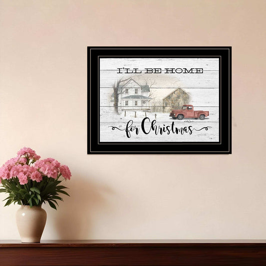Ill be home for Christmas 3 Black Framed Print Wall Art - Homeroots - Flyclothing LLC