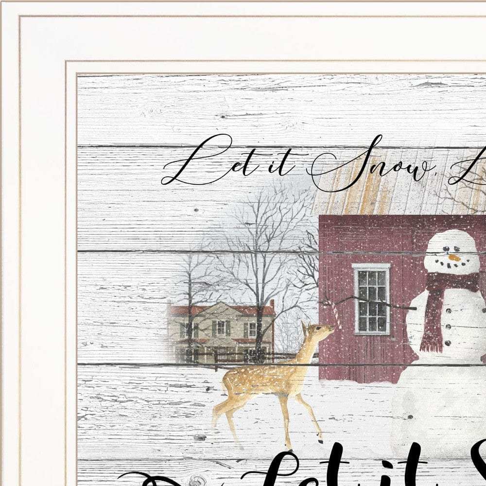 Let It Snow 2 White Framed Print Wall Art - Homeroots - Flyclothing LLC