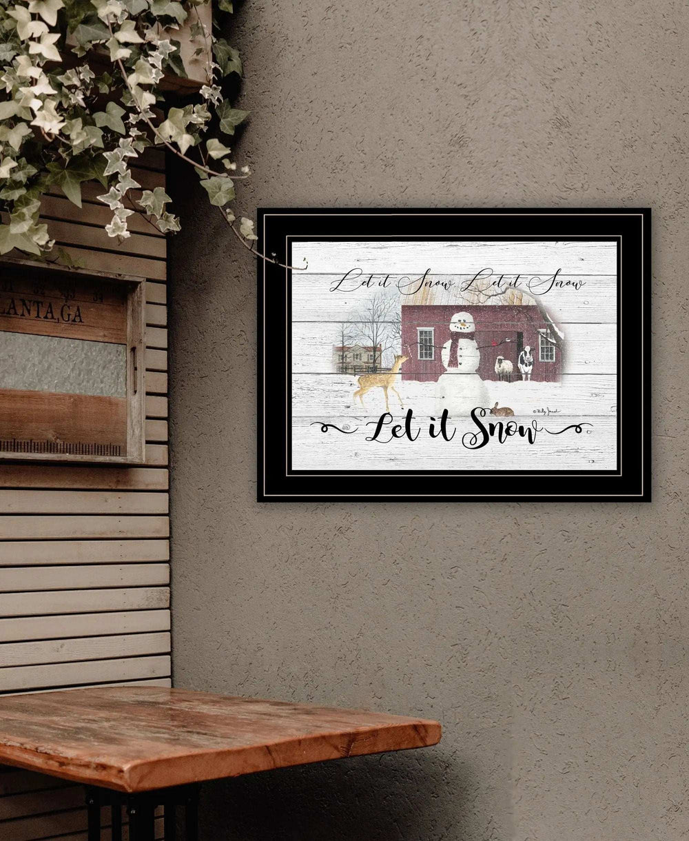 Let It Snow 3 Black Framed Print Wall Art - Homeroots - Flyclothing LLC