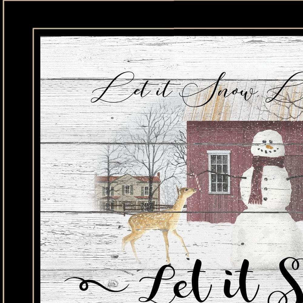 Let It Snow 3 Black Framed Print Wall Art - Homeroots - Flyclothing LLC