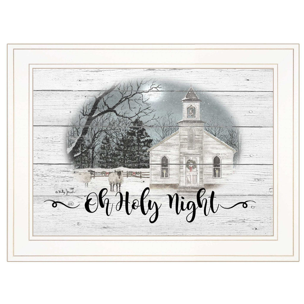 OH HOLY Night 2 White Framed Print Wall Art - Homeroots - Flyclothing LLC