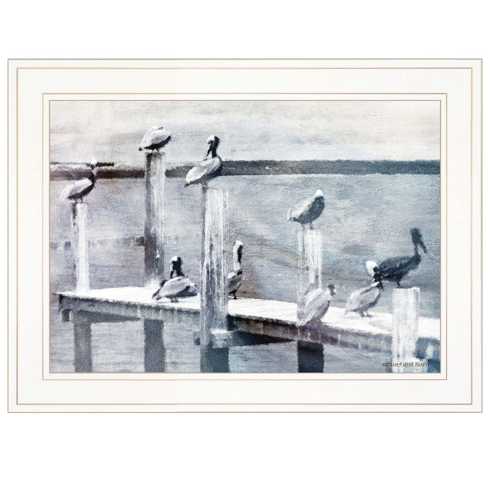 Birds on a Pier 2 White Framed Print Kitchen Wall Art - Homeroots - Flyclothing LLC