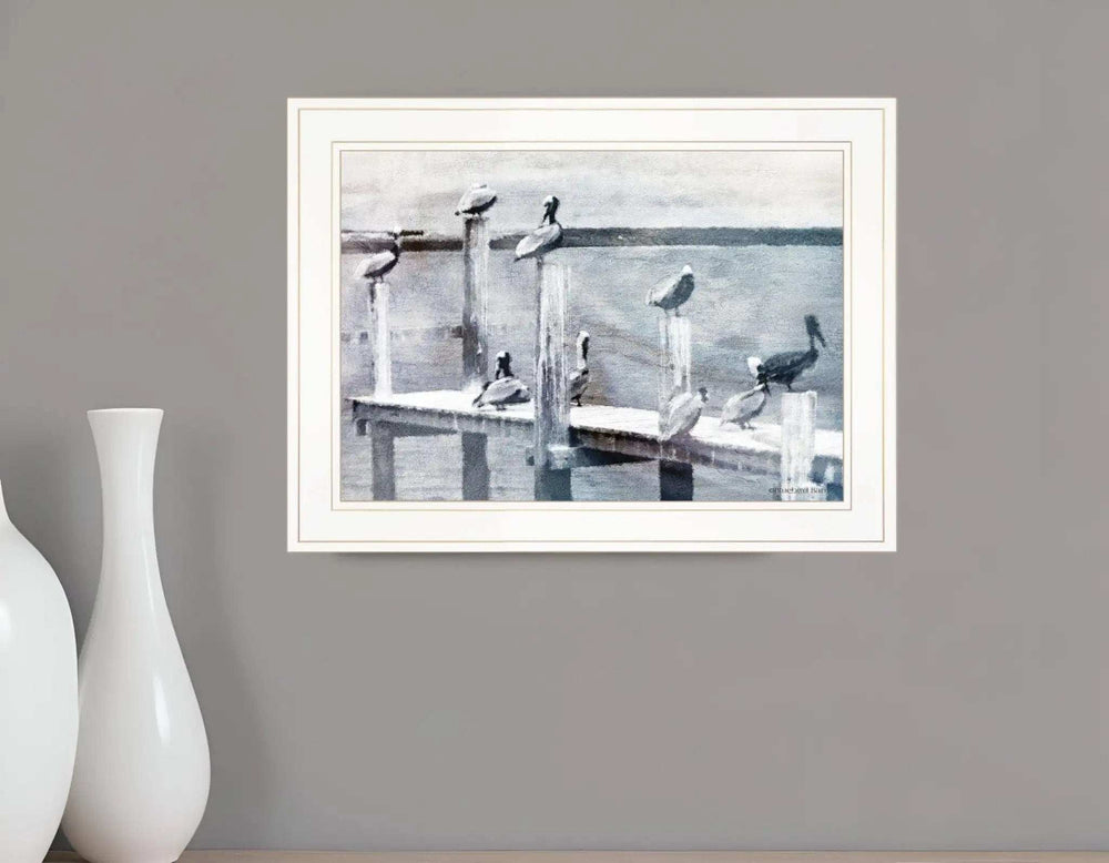 Birds on a Pier 2 White Framed Print Kitchen Wall Art - Homeroots - Flyclothing LLC