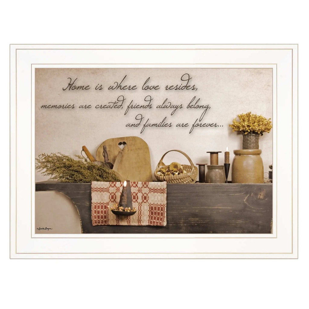 Home is Where Love Resides 1 White Framed Print Kitchen Wall Art - Homeroots - Flyclothing LLC