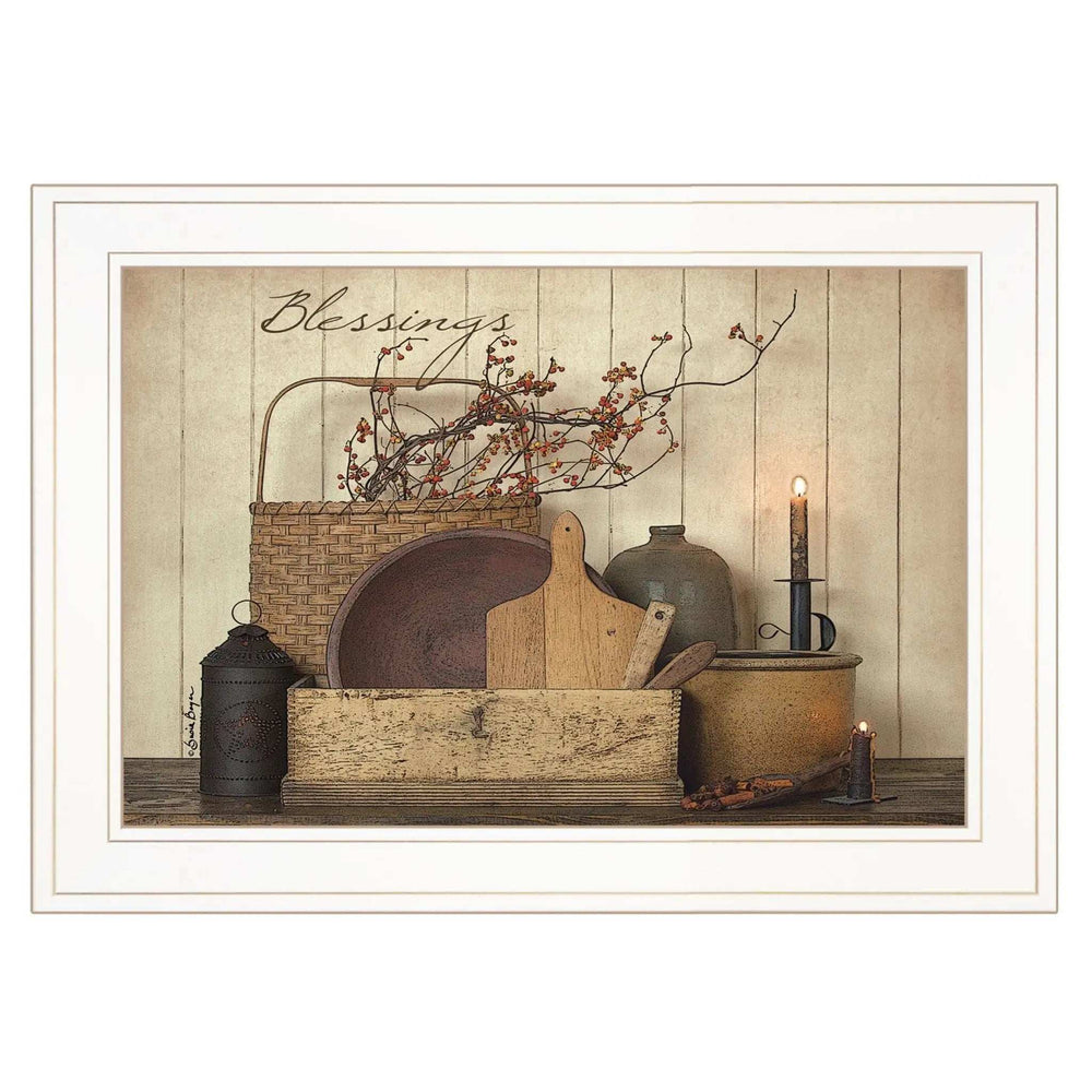 Count your Blessing 1 White Framed Print Wall Art - Homeroots - Flyclothing LLC