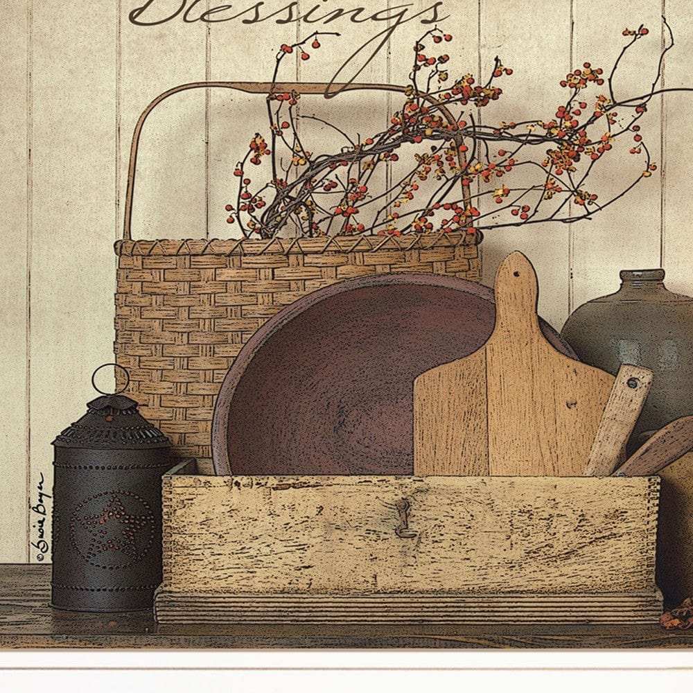 Count your Blessing 1 White Framed Print Wall Art - Homeroots - Flyclothing LLC