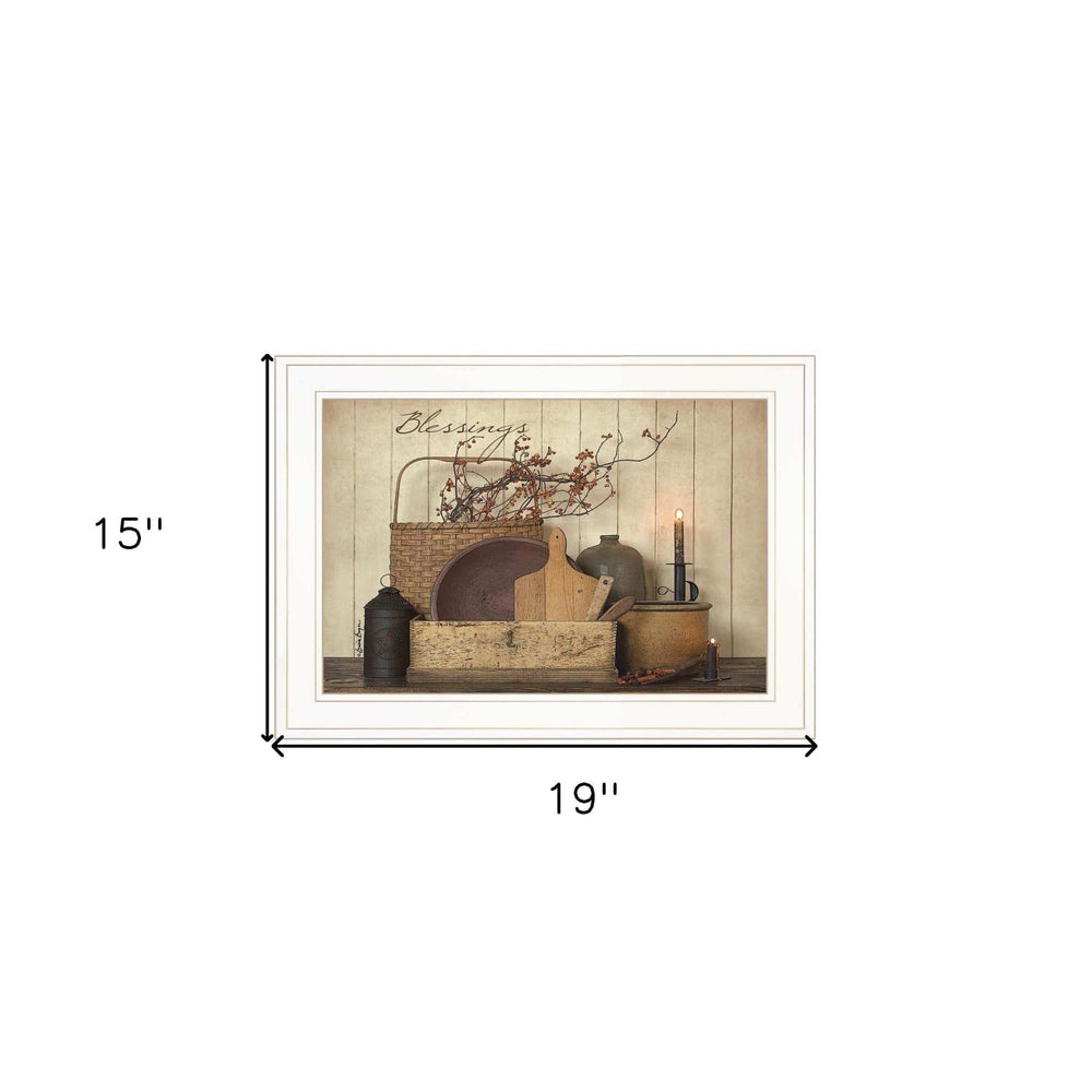 Count your Blessing 1 White Framed Print Wall Art - Homeroots - Flyclothing LLC