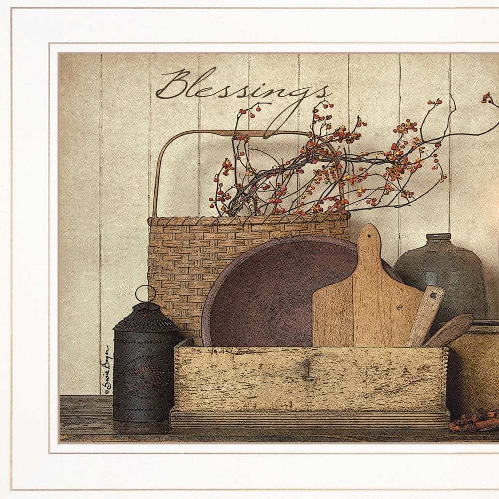 Count your Blessing 1 White Framed Print Wall Art - Homeroots - Flyclothing LLC