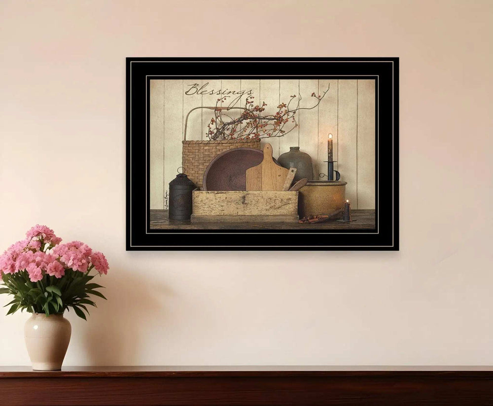 Count your Blessing 2 Black Framed Print Wall Art - Homeroots - Flyclothing LLC