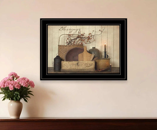 Count your Blessing 2 Black Framed Print Wall Art - Homeroots - Flyclothing LLC