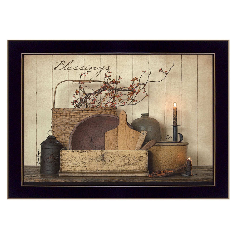 Count your Blessing 3 Black Framed Print Wall Art - Homeroots - Flyclothing LLC