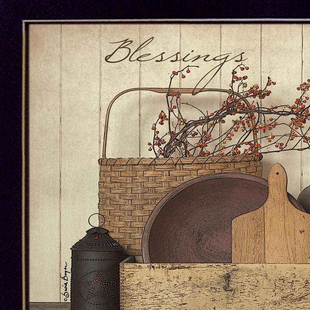 Count your Blessing 3 Black Framed Print Wall Art - Homeroots - Flyclothing LLC