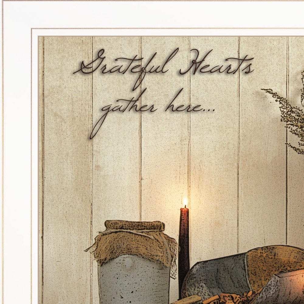 Grateful Hearts 1 White Framed Print Kitchen Wall Art - Homeroots - Flyclothing LLC