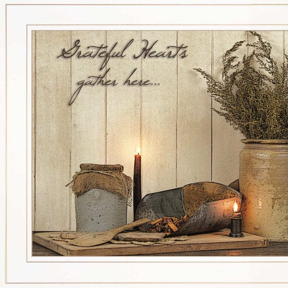 Grateful Hearts 1 White Framed Print Kitchen Wall Art - Homeroots - Flyclothing LLC