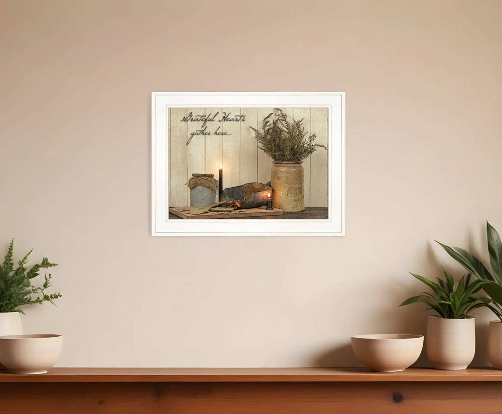 Grateful Hearts 1 White Framed Print Kitchen Wall Art - Homeroots - Flyclothing LLC