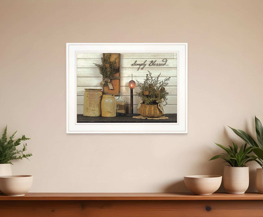 Simply Blessed 1 White Framed Print Kitchen Wall Art - Homeroots - Flyclothing LLC