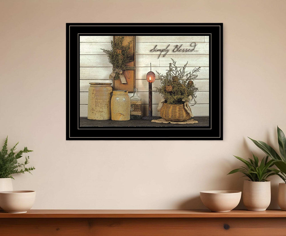 Simply Blessed Black Framed Print Kitchen Wall Art - Homeroots - Flyclothing LLC