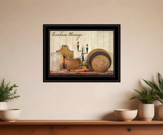 Farmhouse Blessings 3 Black Framed Print Kitchen Wall Art - Homeroots - Flyclothing LLC