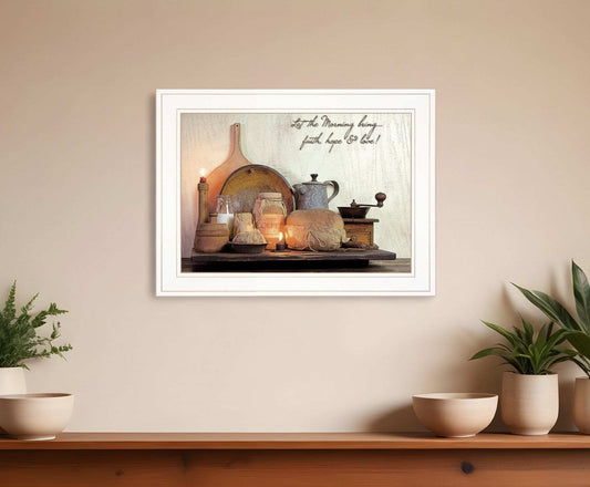 Faith Hope and Love 1 White Framed Print Kitchen Wall Art - Homeroots - Flyclothing LLC