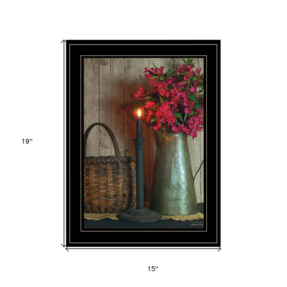 Basket and Blossoms Black Framed Print Wall Art - Homeroots - Flyclothing LLC