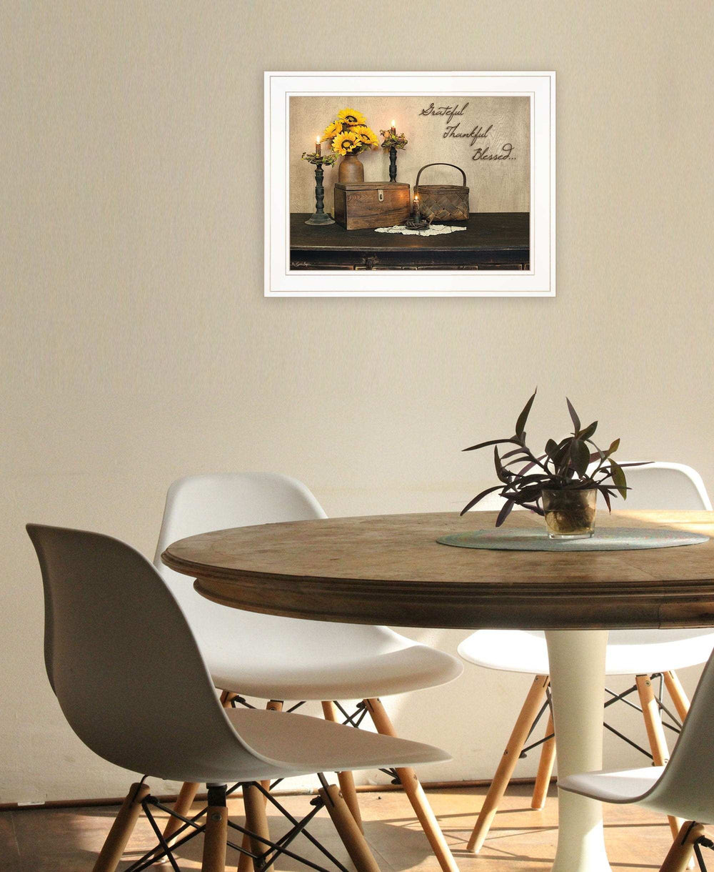 Grateful Thankful Blessing White Framed Print Wall Art - Homeroots - Flyclothing LLC