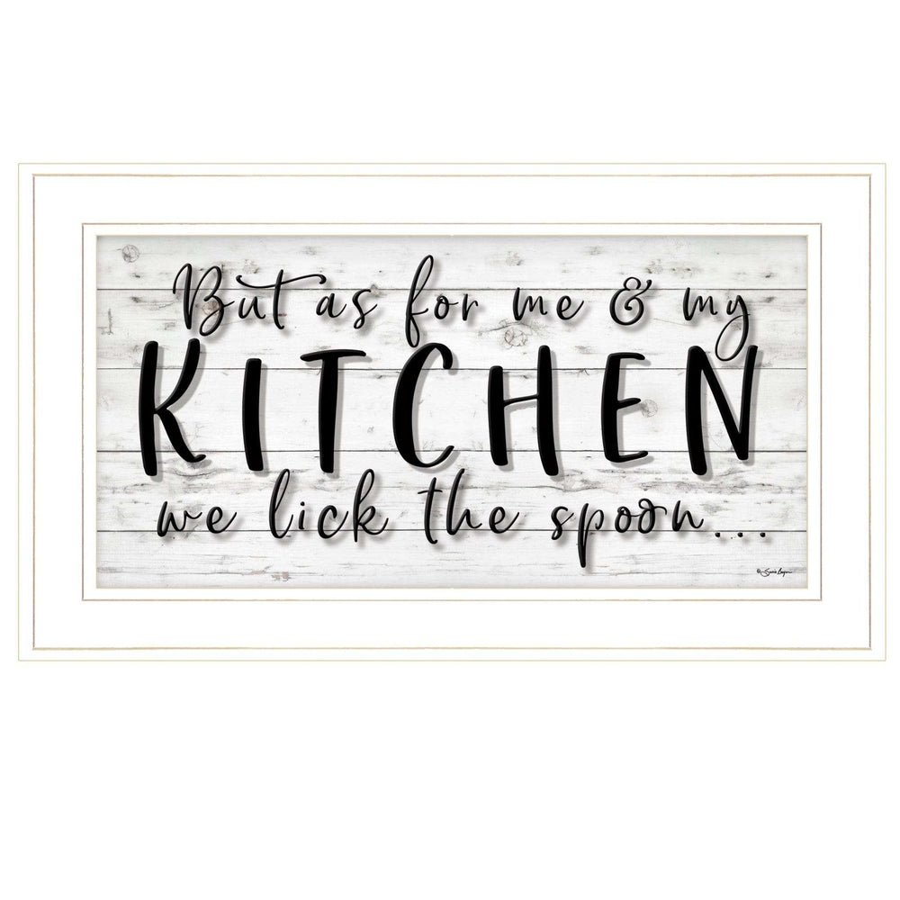 We lick the Spoon 1 White Framed Print Kitchen Wall Art - Homeroots - Flyclothing LLC