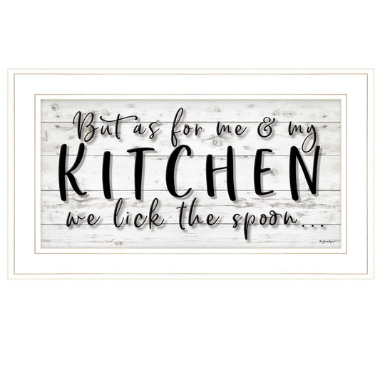 We lick the Spoon 1 White Framed Print Kitchen Wall Art - Homeroots - Flyclothing LLC