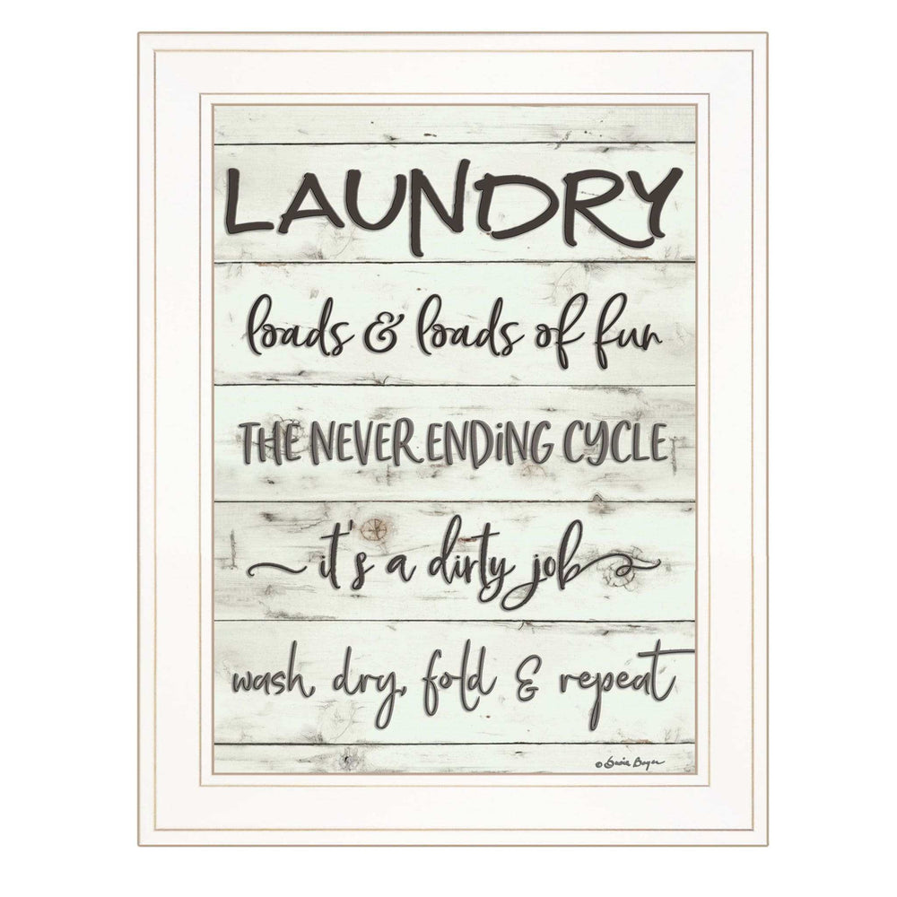 Laundry 1 White Framed Print Bathroom Wall Art - Homeroots - Flyclothing LLC