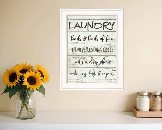 Laundry 1 White Framed Print Bathroom Wall Art - Homeroots - Flyclothing LLC
