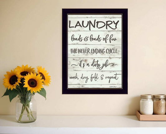 Laundry 3 Black Framed Print Bathroom Wall Art - Homeroots - Flyclothing LLC