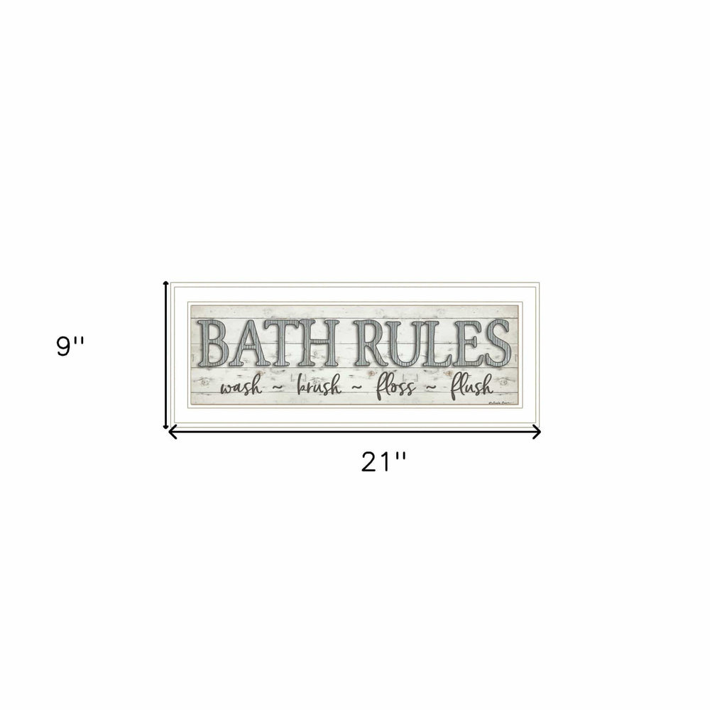 Bath Rules 1 White Framed Print Bathroom Wall Art - Homeroots - Flyclothing LLC