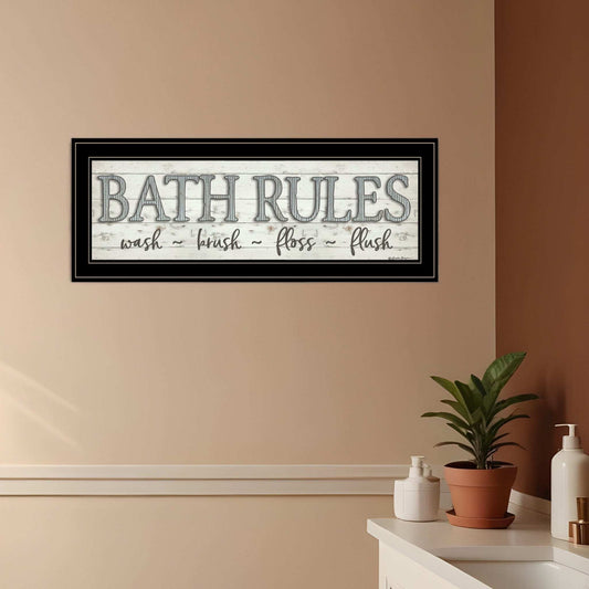 Bath Rules 2 Black Framed Print Bathroom Wall Art - Homeroots - Flyclothing LLC