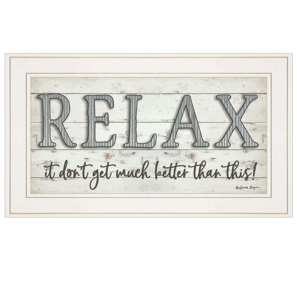 Relax 3 White Framed Print Bathroom Wall Art - Homeroots - Flyclothing LLC