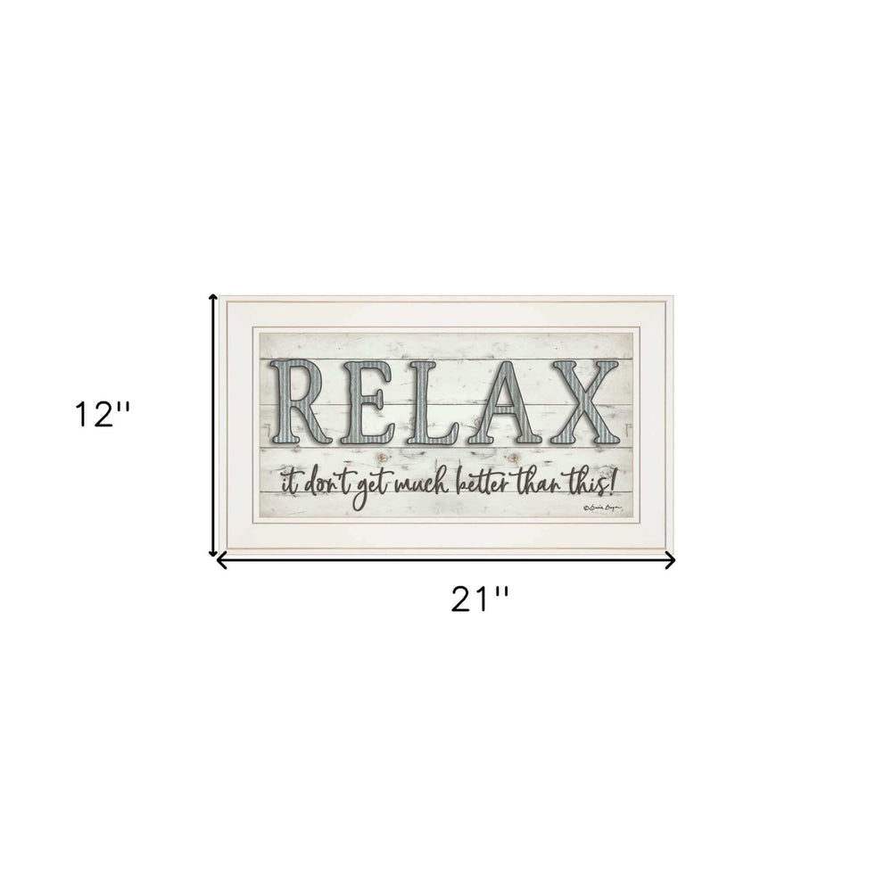 Relax 3 White Framed Print Bathroom Wall Art - Homeroots - Flyclothing LLC