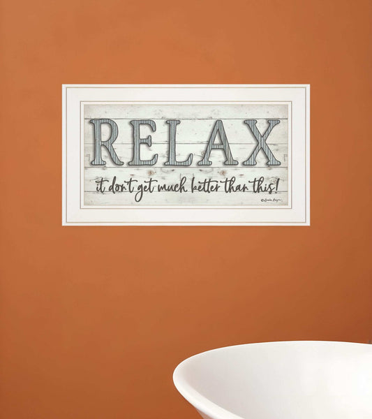 Relax 3 White Framed Print Bathroom Wall Art - Homeroots - Flyclothing LLC