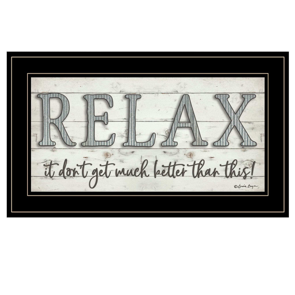 Relax 4 Black Framed Print Bathroom Wall Art - Homeroots - Flyclothing LLC