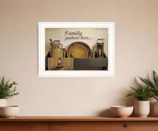 Family Gather Here 2 White Framed Print Kitchen Wall Art - Homeroots - Flyclothing LLC