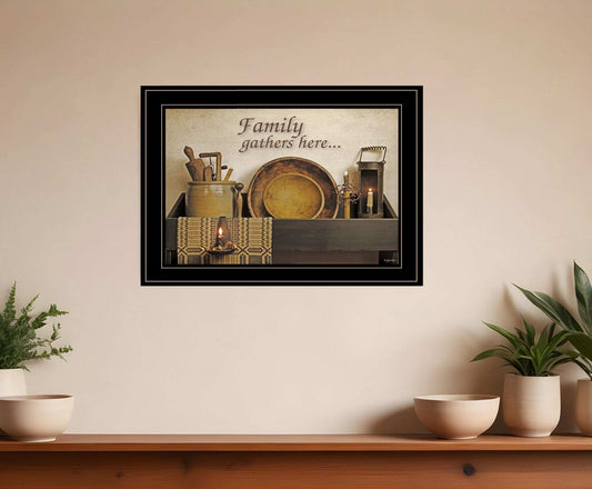 Family Gather Here 3 Black Framed Print Kitchen Wall Art - Homeroots - Flyclothing LLC