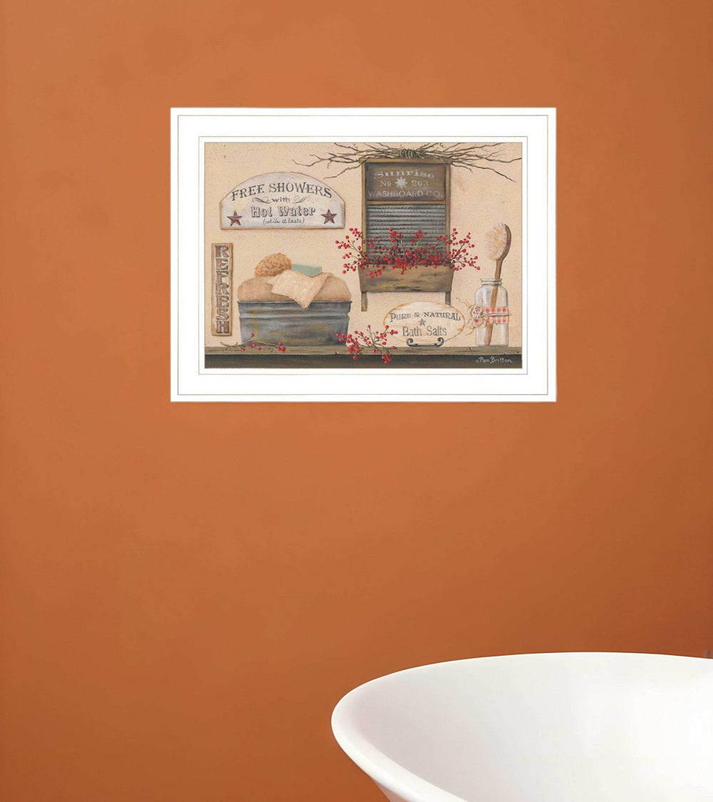 Free Showers 2 White Framed Print Bathroom Wall Art - Homeroots - Flyclothing LLC