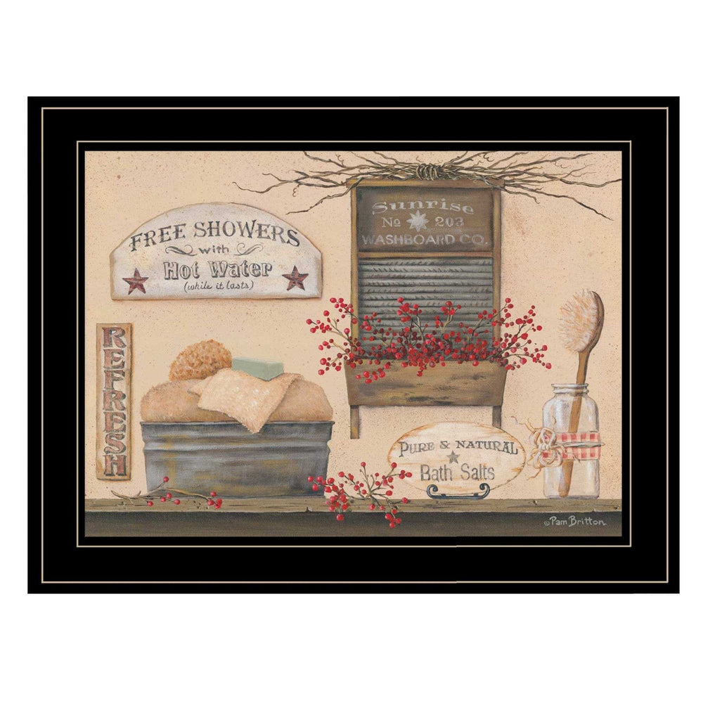 Free Showers 3 Black Framed Print Bathroom Wall Art - Homeroots - Flyclothing LLC