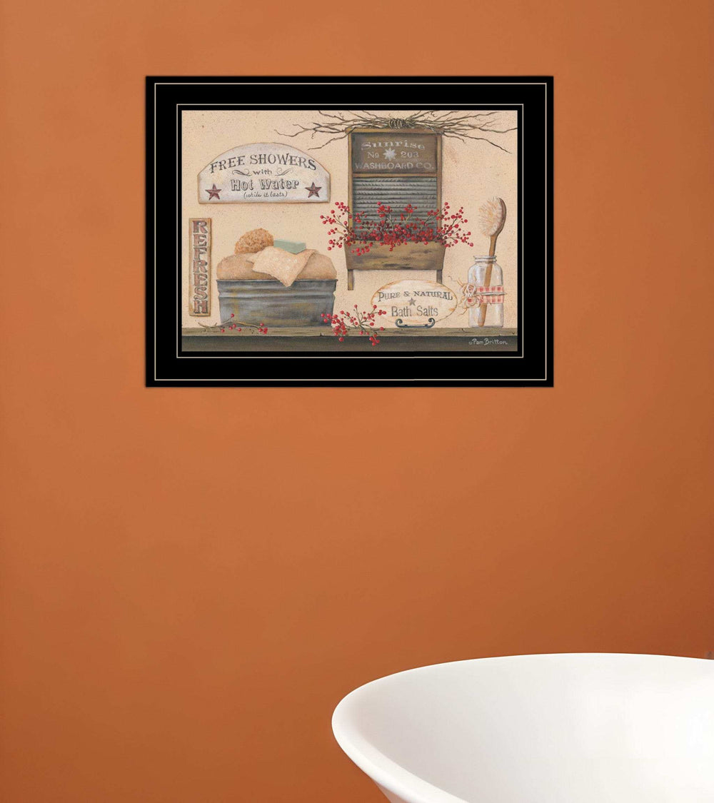 Free Showers 3 Black Framed Print Bathroom Wall Art - Homeroots - Flyclothing LLC