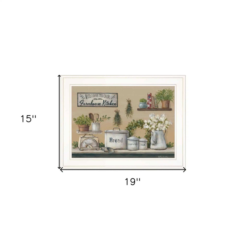Garden Farmhouse Kitchen White Framed Print Kitchen Wall Art - Homeroots - Flyclothing LLC
