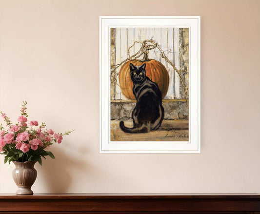 Black Cat 1 White Framed Print Wall Art - Homeroots - Flyclothing LLC