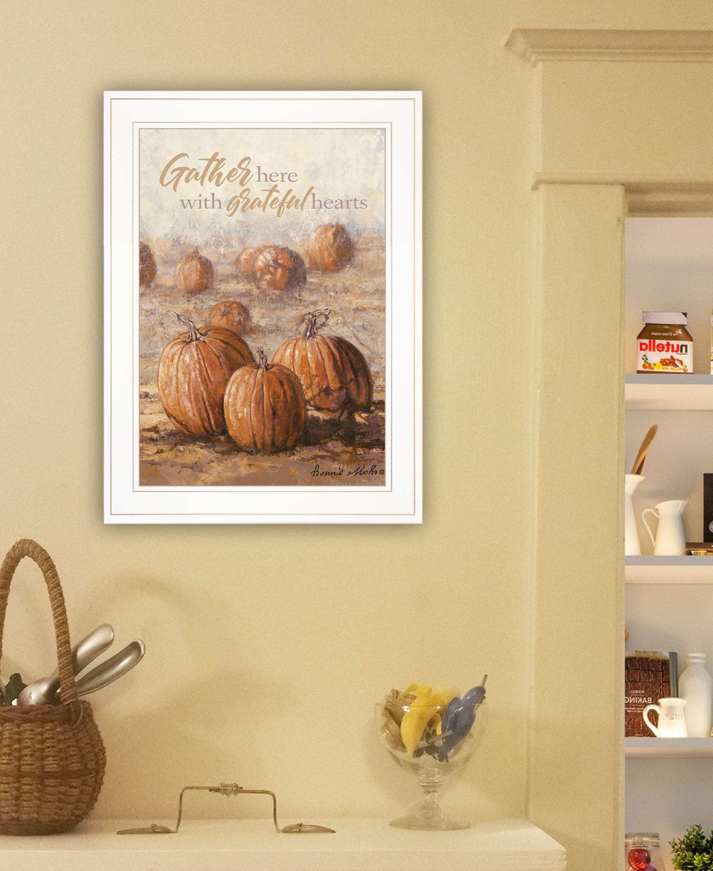 Gather Here with Grateful Hearts 1 White Framed Print Wall Art - Homeroots - Flyclothing LLC