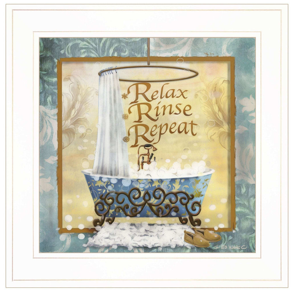 Relax Rinse Repeat 1 White Framed Print Bathroom Wall Art - Homeroots - Flyclothing LLC