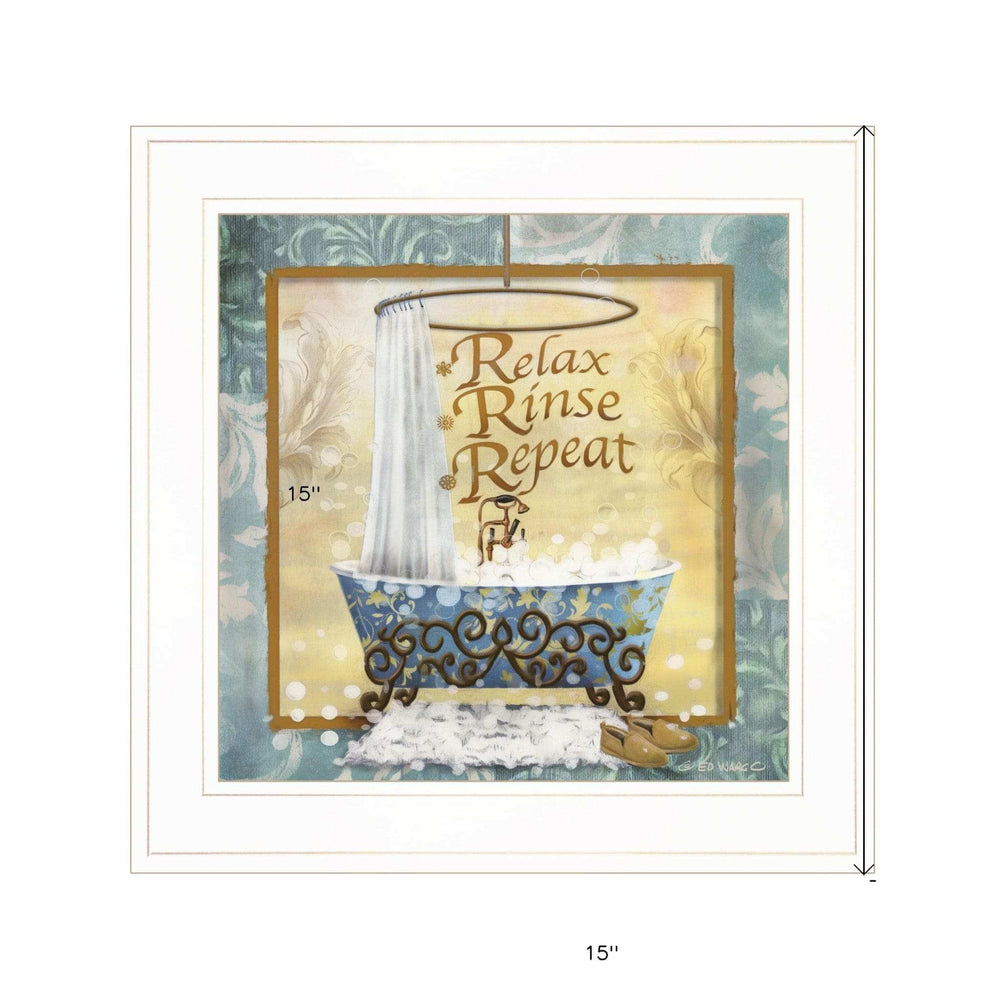 Relax Rinse Repeat 1 White Framed Print Bathroom Wall Art - Homeroots - Flyclothing LLC