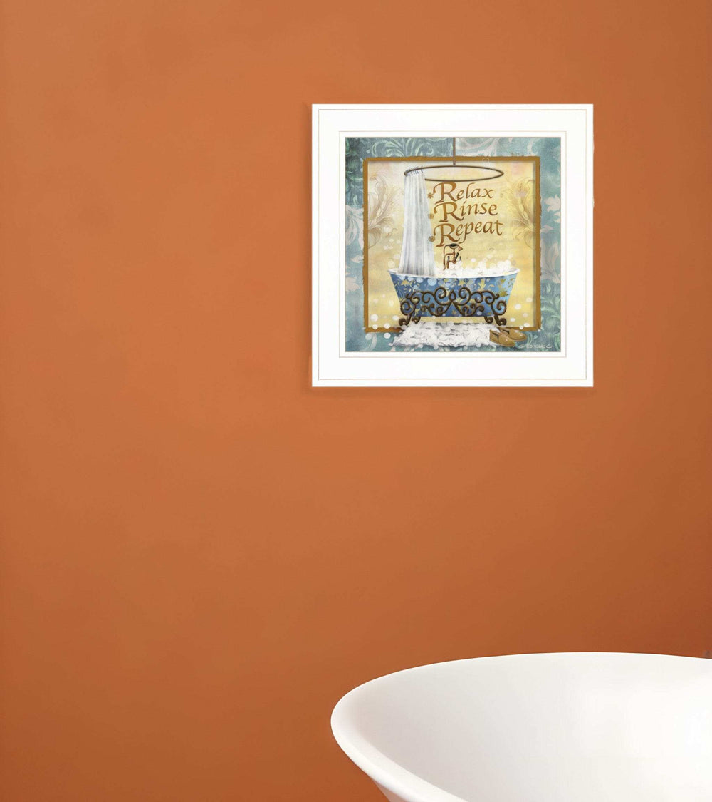 Relax Rinse Repeat 1 White Framed Print Bathroom Wall Art - Homeroots - Flyclothing LLC