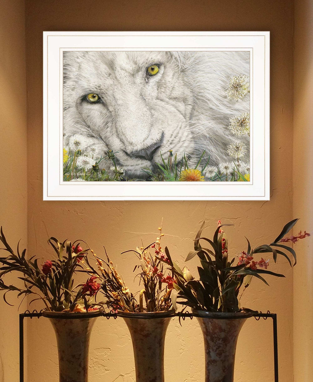 Dandy Lion 2 White Framed Print Wall Art - Homeroots - Flyclothing LLC