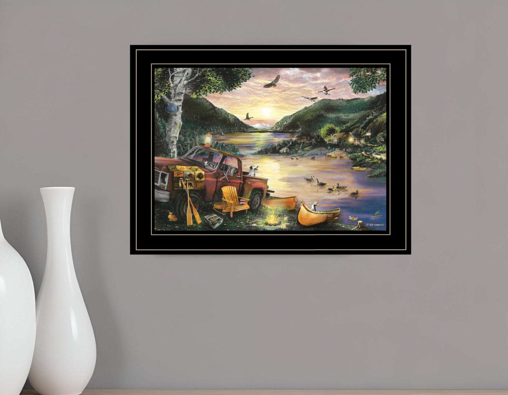 Lakefront Camping I 3 Black Framed Print Wall Art - Homeroots - Flyclothing LLC